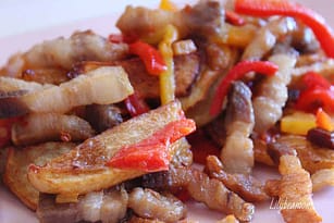 Pancetta, patate e peperoni